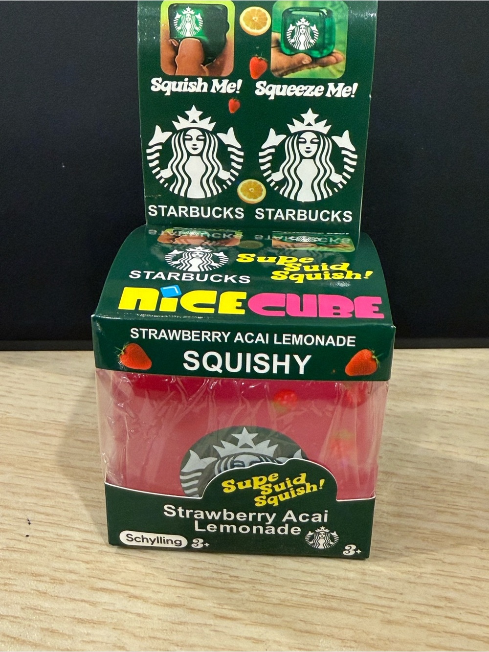 Starbucks NiceCube Strawberry Acai Lemonade Squishy Toy - Pink